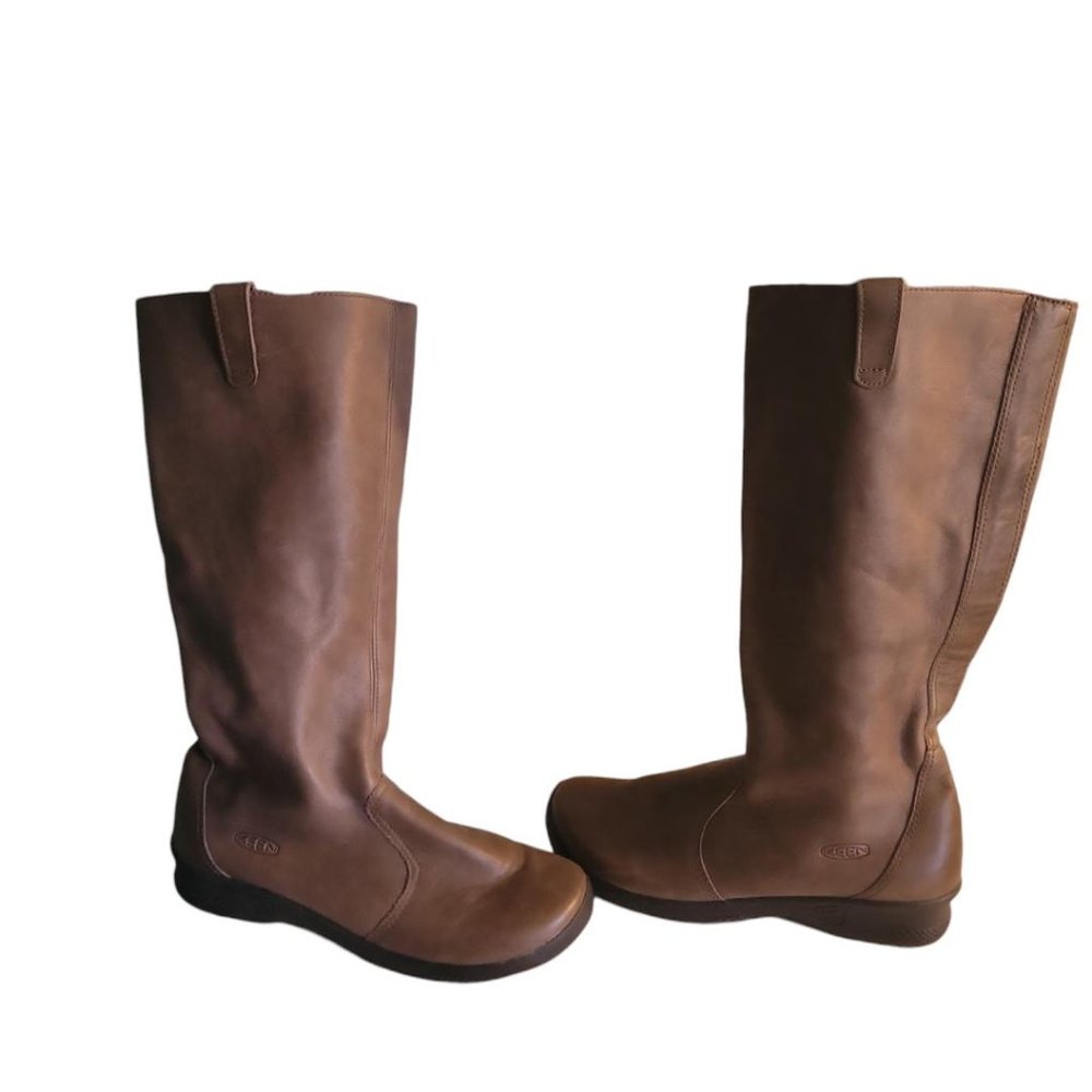 KEEN Womens KJ Blvd Brown Leather Pull On Boots 11 Keen Cush Insole 53025